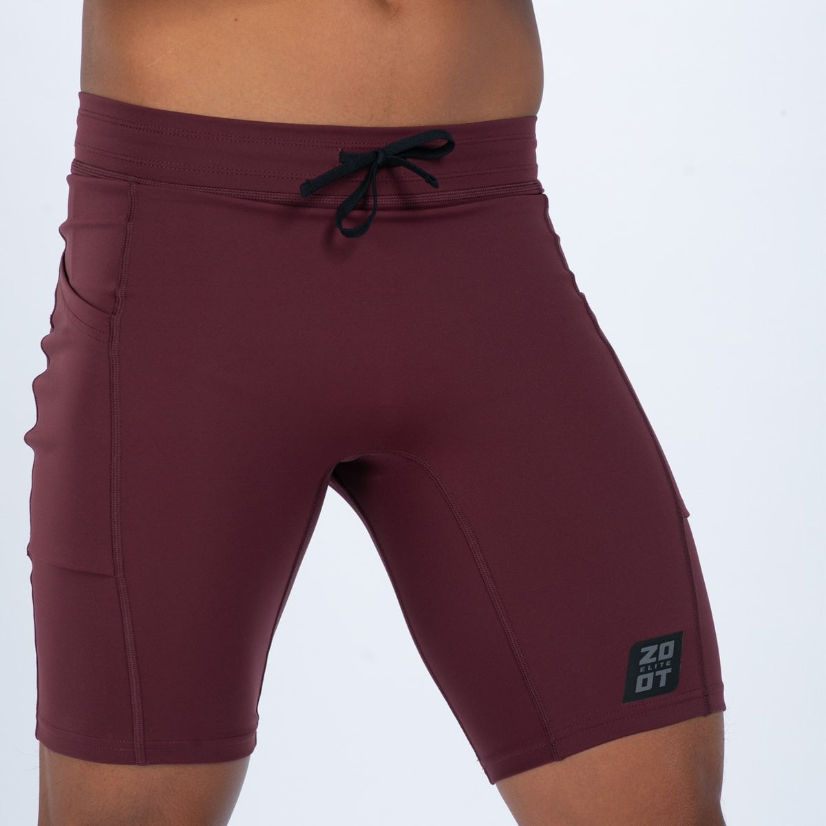 Zoot Sports RUN BOTTOMS Men's Elite Run 9" 1/2 Tight - Burgundy