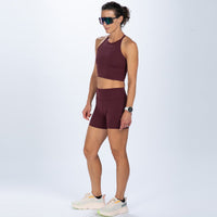 Zoot Sports RUN BOTTOMS Women's Elite Run 5" High-Rise Short - Burgundy