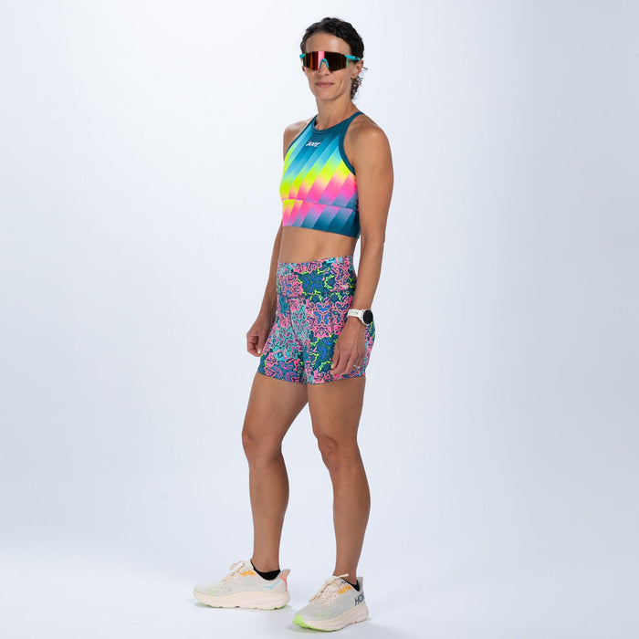 Zoot Sports RUN BOTTOMS Women's Ltd Run 4" Pulse High-Rise Short - Costa Del Sol